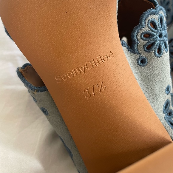 SEE BY CHLOE 🖤 Blue suede embroidered sandals - Picture 9 of 9